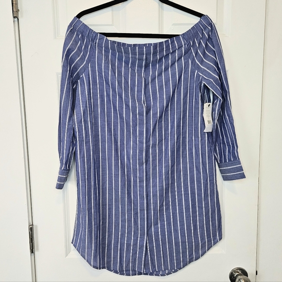 Equipment Femme Gretchen Off-the-shoulder Tunic Dress Shirtdress NWT S Small - Picture 3 of 9